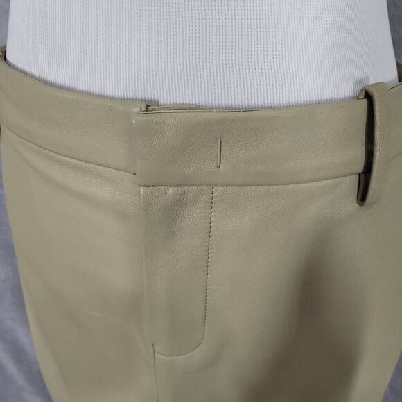 Vince Seed Tan Straight Fit Leather Midi Front Slit Skirt 4 - Picture 5 of 8